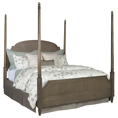 Transitional Queen Sofia Poster Bed with Shaped Headboard